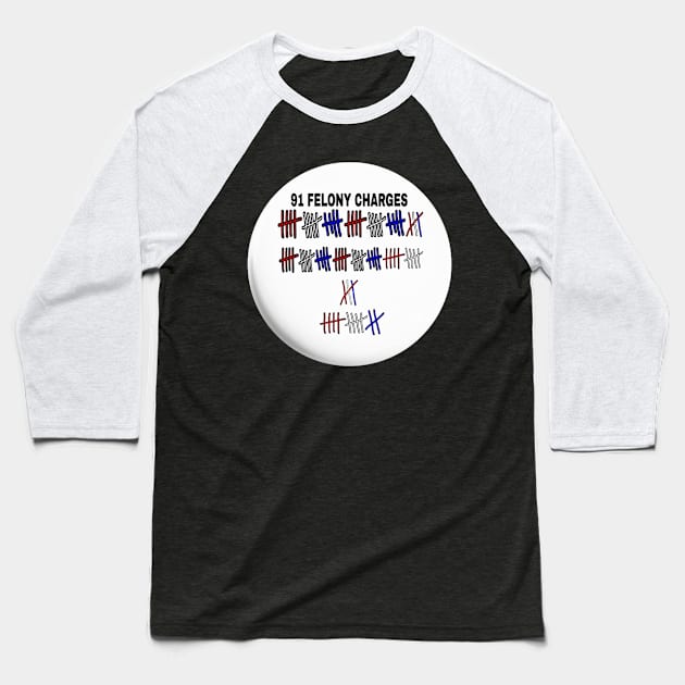 91 FELONIES - Tally - Round - Front Baseball T-Shirt by SubversiveWare